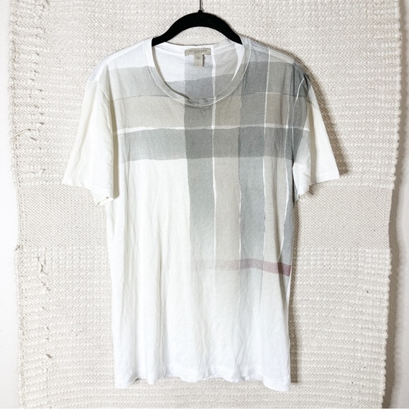 BURBERRY white faded novacheck short sleeve crewneck t-shirt S - Picture 1 of 11